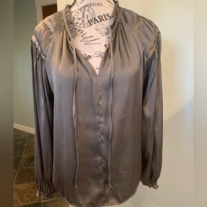 Philosophy Peasant Blouse Top Women’s Small Satin Army Olive Green